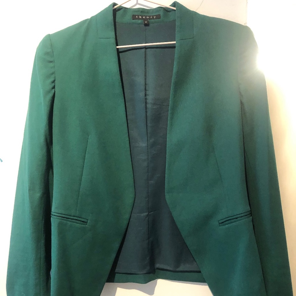 Theory Size 2 Green Blazer Jacket